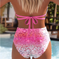 🌊👋Set bikini cu talie înaltă și imprimeu leopard în degrade👙