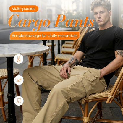 Pantaloni de lucru pentru bărbați, cu picioare drepte și buzunare multiple