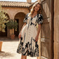🌹🦋Rochie midi elegantă cu decolteu în V și imprimeu botanic✨