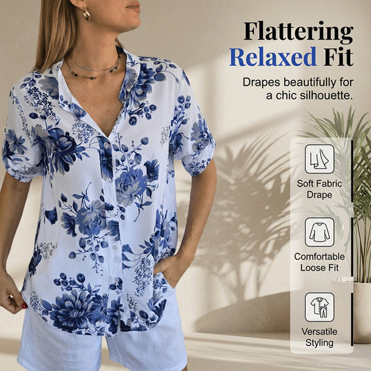 Bluză pentru femei cu imprimeu floral și nasturi