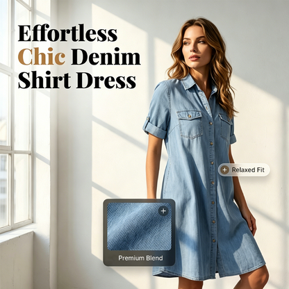 🔥Rochie cămașă din denim casual pentru femei