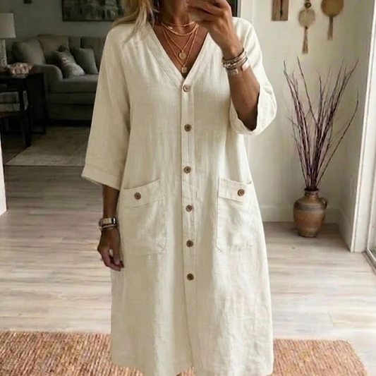 ⏰Rochie Casual pentru Femei cu Decolteu în V, Lungime Midi