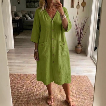 ⏰Rochie Casual pentru Femei cu Decolteu în V, Lungime Midi