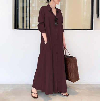 Rochie cu Mâneci Lungi, Simple și Colorate