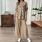 Set de bluză florală și pantaloni largi pentru femei, în 2 piese