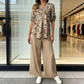 Set de bluză florală și pantaloni largi pentru femei, în 2 piese