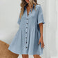 Rochie midi cu guler de cămașă, mânecă scurtă și nasturi