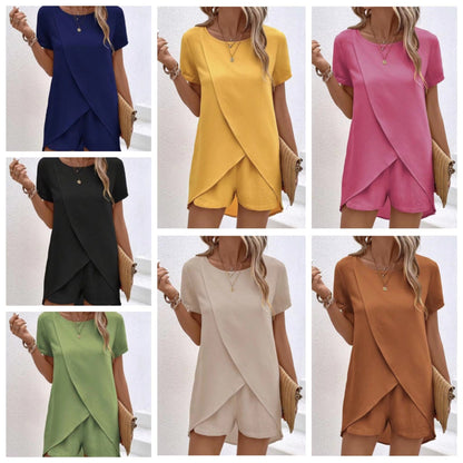 Set din două piese pentru femei: bluză + pantaloni scurți