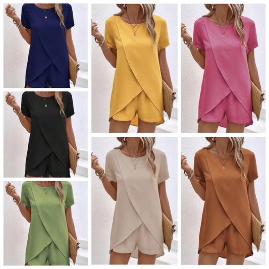 Set din două piese pentru femei: bluză + pantaloni scurți