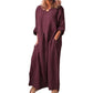 Rochie maxi lejeră din bumbac și in, pentru femei
