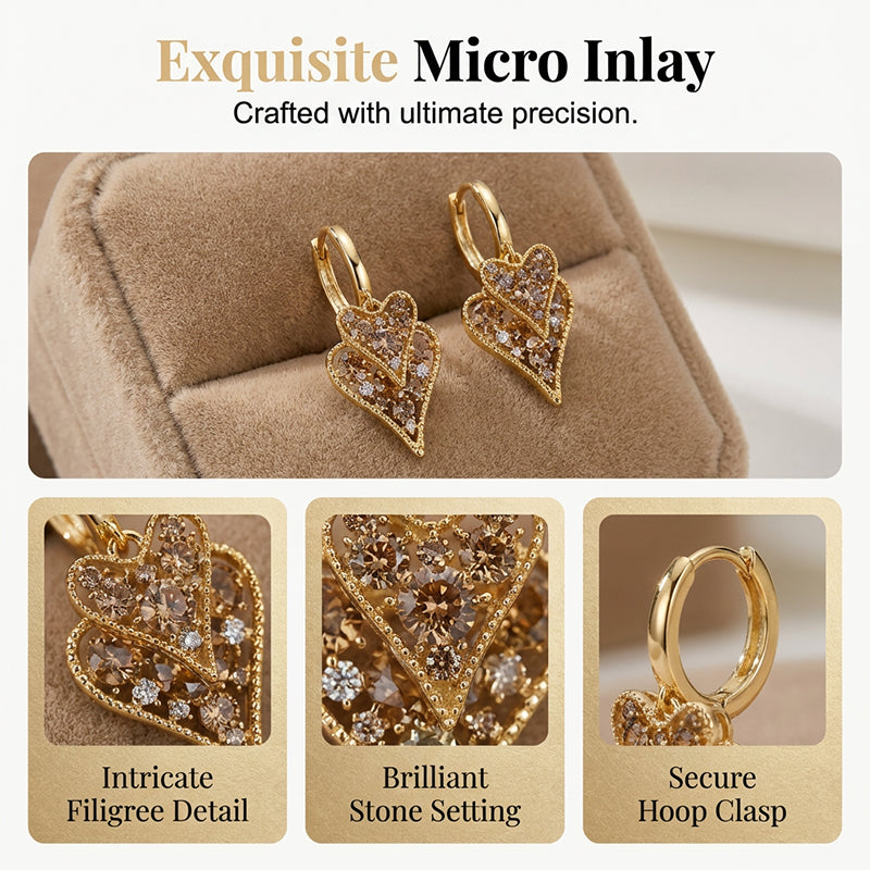 ⏰Elegant Sparkling Heart Hoop Earrings