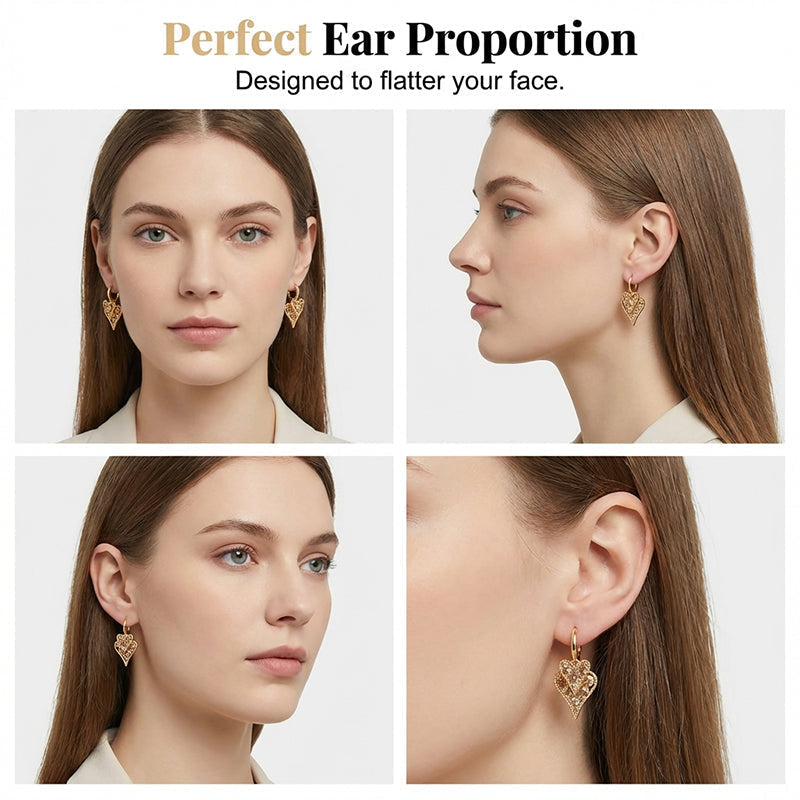 ⏰Elegant Sparkling Heart Hoop Earrings