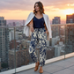 Pantaloni lungi cu imprimeu floral retro