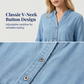 Rochie de cămașă din denim cu volane în cascadă pentru femei