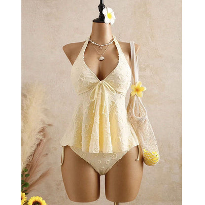 🌸Set Tankini cu Peplum și Halter pentru Femei