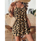 🔥🎉 Rochie mini cu bretele subțiri și imprimeu leopard