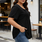 👚  Tricou pentru femei cu pliuri în față și mâneci bufante🌸