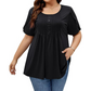 👚  Tricou pentru femei cu pliuri în față și mâneci bufante🌸