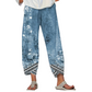 Pantaloni pentru femei cu imprimeu floral vintage, croi evazat