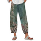 Pantaloni pentru femei cu imprimeu floral vintage, croi evazat