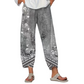 Pantaloni pentru femei cu imprimeu floral vintage, croi evazat