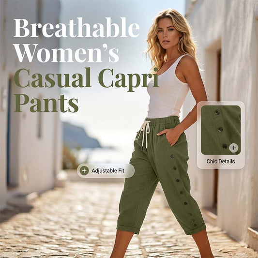 Pantaloni casual din bumbac și in pentru femei