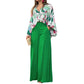 Set de bluză imprimată pentru femei și pantaloni cu talie largă