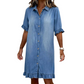 😍Rochie din denim cu croială lejeră și volane👗