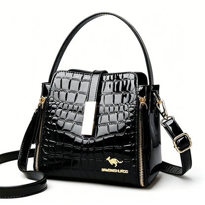 Geantă de damă cu model crocodil lucios