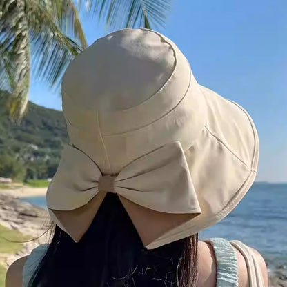 👒✨ Pălărie de Soare cu Bor Larg și Fundiță