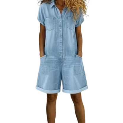 Rochie din denim cu mâneci scurte pentru femei