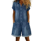 Rochie din denim cu mâneci scurte pentru femei
