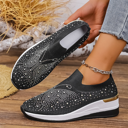 👟Pantofi sport slip-on cu fluturi cu strasuri pentru femei - Strălucește la fiecare pas ✨