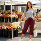 👖🌬️ Pantaloni capri casual, cu șnur de strângere și buzunare