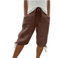 👖🌬️ Pantaloni capri casual, cu șnur de strângere și buzunare