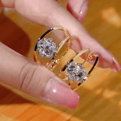 ✨ Double Hoop Zirconia Earrings – Sparkling Ball, Lightweight, Secure Latch ✨
