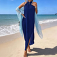 👗 Rochie cu guler în V și croială asimetrică