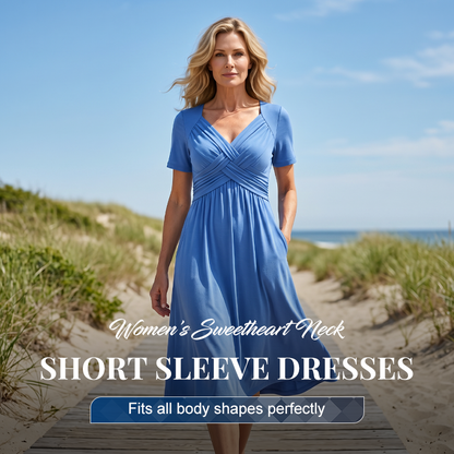 ✨ Women’s V-Neck Short Sleeve Long Dress 🌸 Elegant Flowing Fit, Comfortable Fabric & Effortless Everyday Style