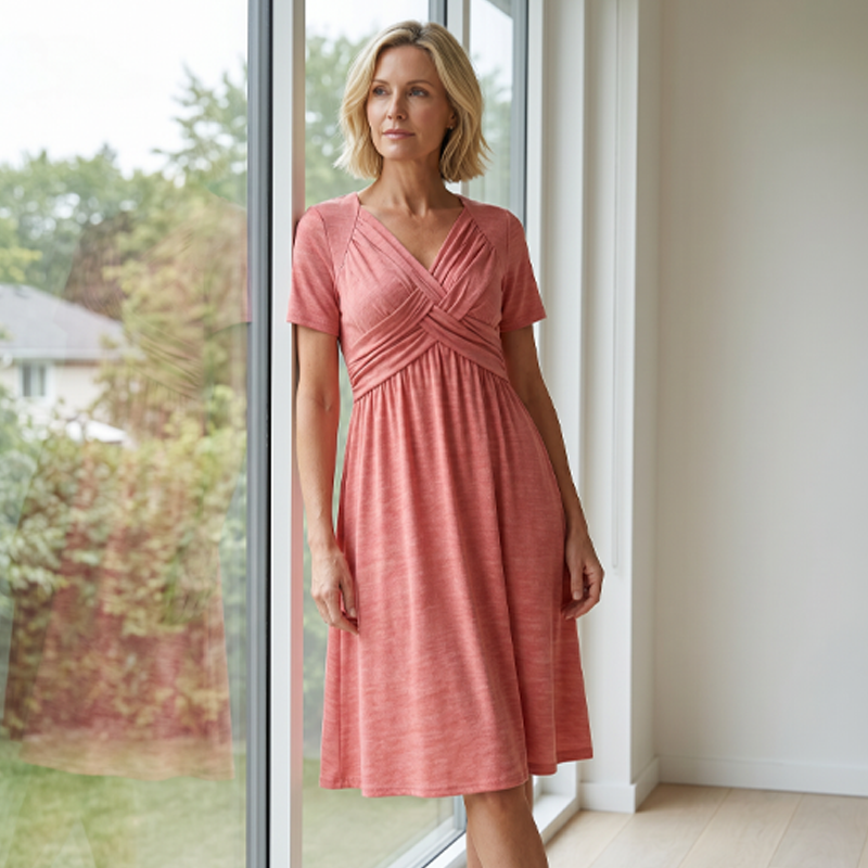 ✨ Women’s V-Neck Short Sleeve Long Dress 🌸 Elegant Flowing Fit, Comfortable Fabric & Effortless Everyday Style
