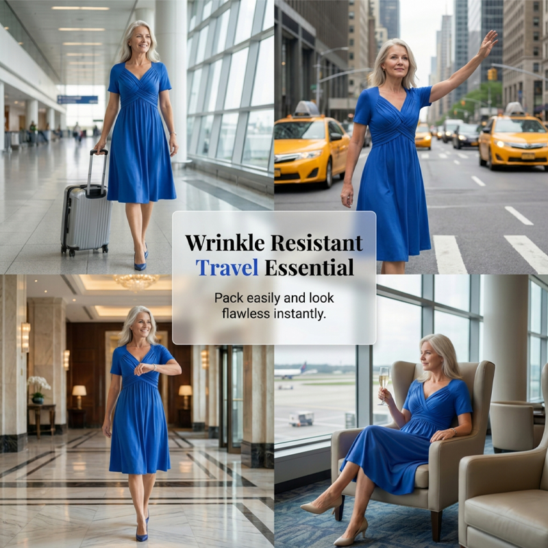 ✨ Women’s V-Neck Short Sleeve Long Dress 🌸 Elegant Flowing Fit, Comfortable Fabric & Effortless Everyday Style