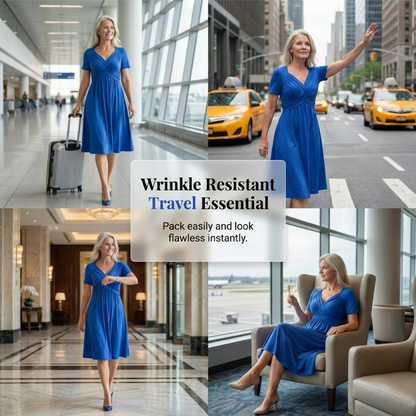 ✨ Women’s V-Neck Short Sleeve Long Dress 🌸 Elegant Flowing Fit, Comfortable Fabric & Effortless Everyday Style