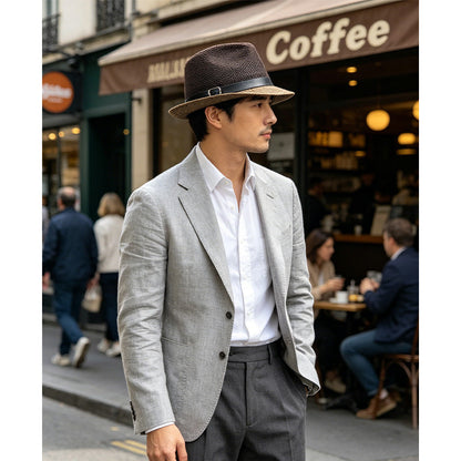⏰Pălărie de soare din paie pentru vară, cu bandă elegantă cu cataramă🎩