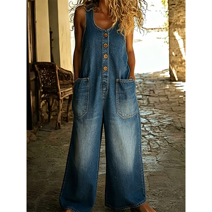 👖 Salopetă pentru femei, din denim, cu bretele