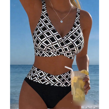 👙Costum de baie două piese pentru femei, talie înaltă, tip bikini
