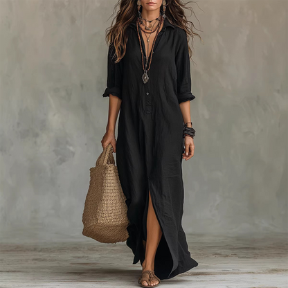⏰Rochie Maxi lejeră, cu croială largă și despicătură în față