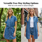 Rochie de cămașă din denim casual pentru femei, cu talie ajustabilă prin șnur