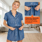 Rochie de cămașă din denim casual pentru femei, cu talie ajustabilă prin șnur