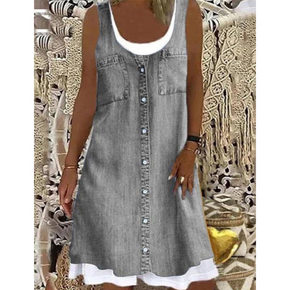 👗☀️ Rochie de damă din denim cu imprimeu