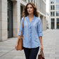 👚Bluză casual pentru femei cu guler în V și volane
