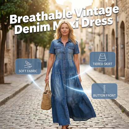 👗Fustă lungă din denim în stil retro pentru femei